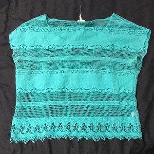 Turquoise mesh crop top